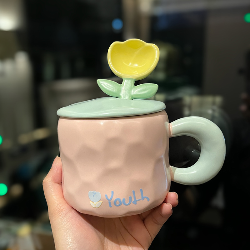 The latest 15.2oz flower ceramic coffee mug Cup, many style choices, support customization of any logo