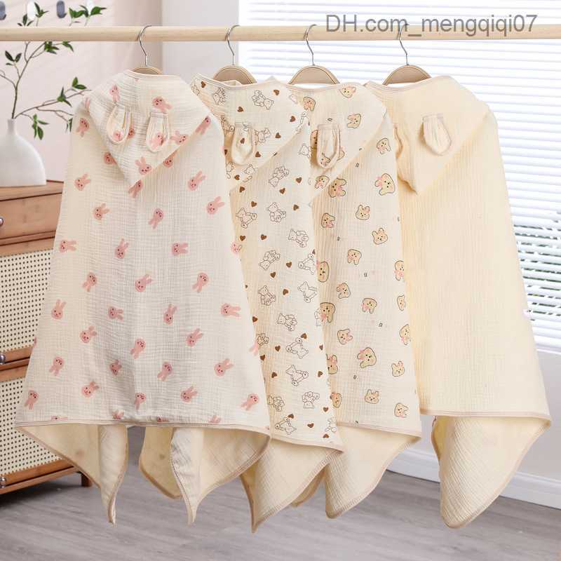 Towels Robes Fine linen baby bath towel with hood bear rabbit children's bathtub baby bathtub baby bathtub and shower product newborn blanket 70 