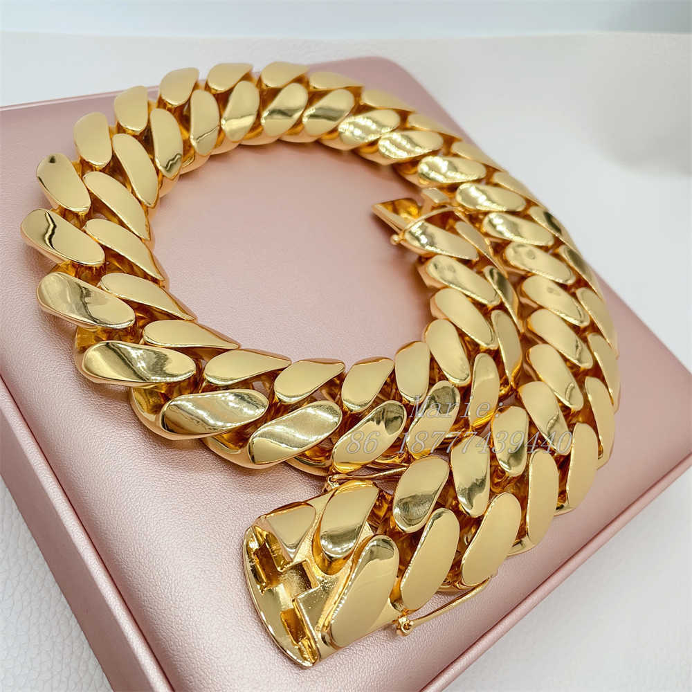 Width Brass Gold Chain Custom Big Necklace 30mm Cuban k ChainMade of pure gold