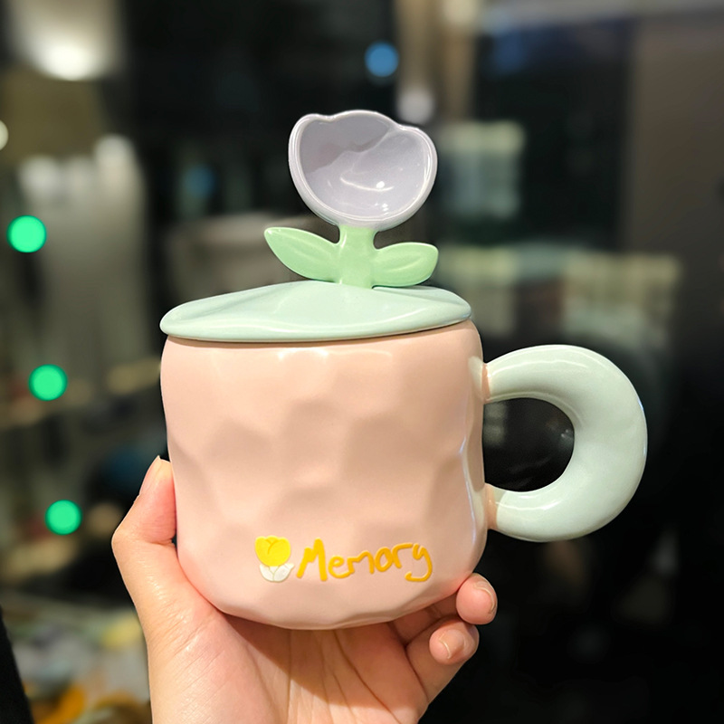 The latest 15.2oz flower ceramic coffee mug Cup, many style choices, support customization of any logo