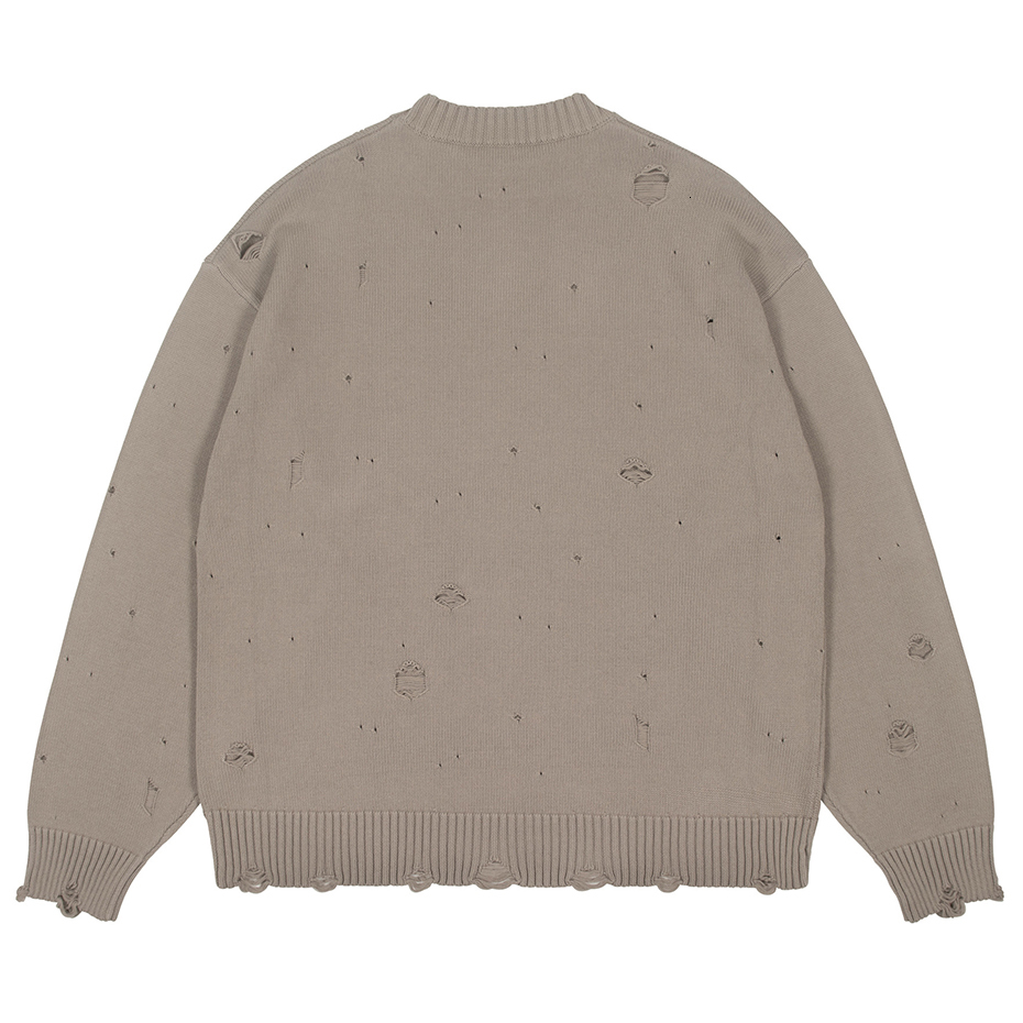Men's Sweaters Fashion Ripped Sweaters Harajuku Streetwear Sweaters Men Black White Hip Hop Jumpers Knitted Pullovers Unisex Y2K Sweater 230815