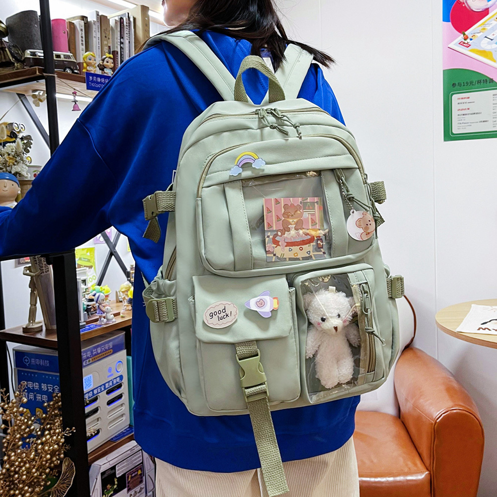 School Bags Kawaii Aesthetic Women Backpack Bag for Teen Girls Japanese Korean Rucksack Student Bookbags with Cute Accessor Mochila 230817