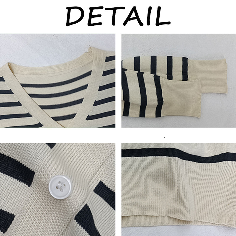 Womens Knits Tees Cardigan Women Casual Striped Harajuku Knitting Female Sweater Spring Autumn Simple Long Sleeve Vneck Vintage Tender Trendy Ins 2308