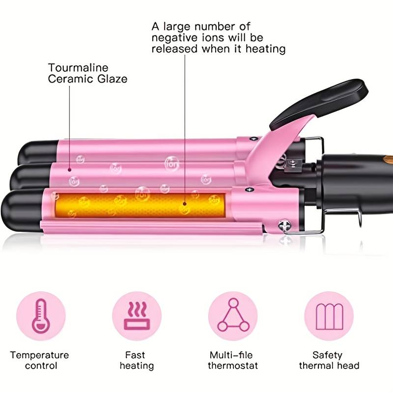 Curling Iron Temperature Adjustable Ceramic Big Waves Adjustable 25mm Hair Waver Curling Iron For Long Or Short Hair Heat Up Quickly Last Long Waver I