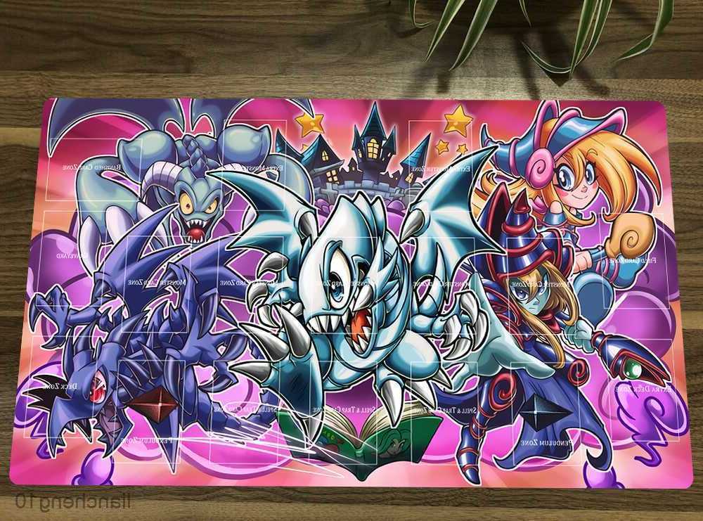 Mouse Pads Wrist YuGiOh Toon Dark Magician Girl Mat Trading Card Game Mat Playmat Rubber Mouse Pad Desk Table Play Mat Bag 60x35cm R230818