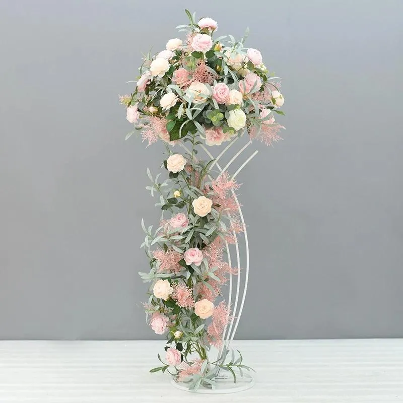 Party Decoration 1PCS Flower Vase Floor Vases Column Stand Metal Road Lead Wedding Centerpiece Geometric Pot Table Rack For HomeZZ