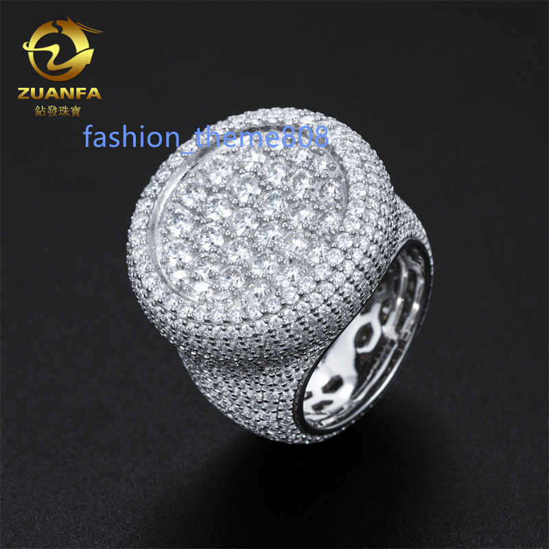Hip Hop Ring 925 Silver Set D Color VVS Mosan Diamond Ring Men's and Women's Rings ins Fashion Trend Full Diamond