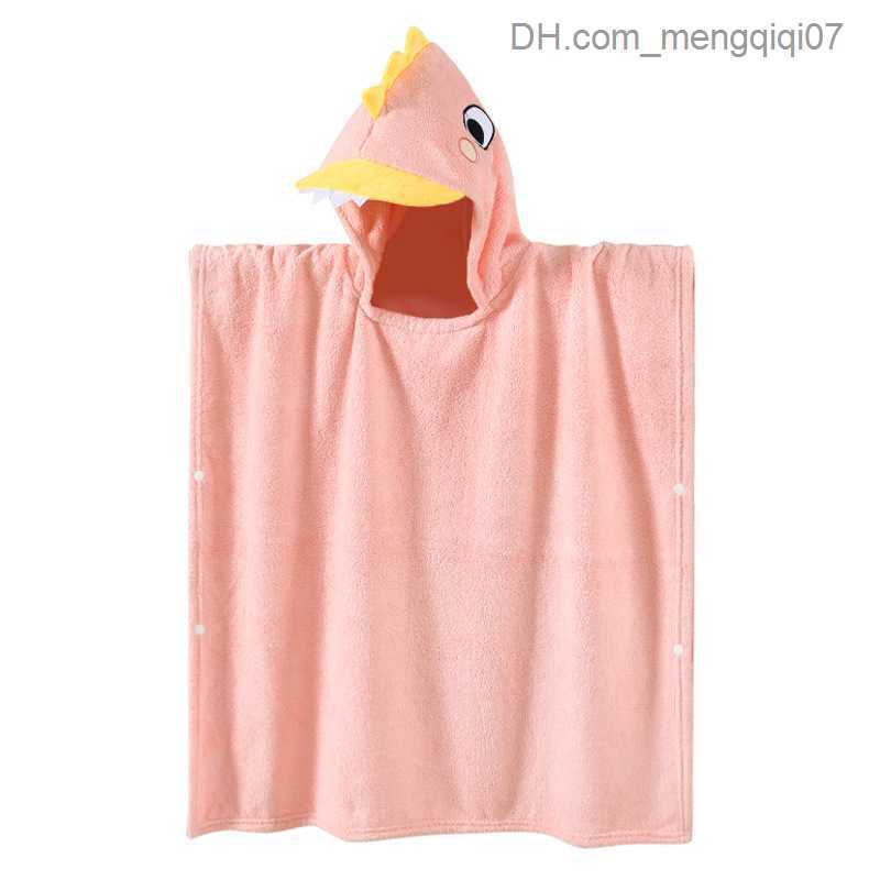 Towels Robes Flannel Cloak Coral Velvet Cartoon Dinosaur Baby Bathroom Boys and Girls Hooded Towels Swimming Shower Cloth Children's Robe Z230819