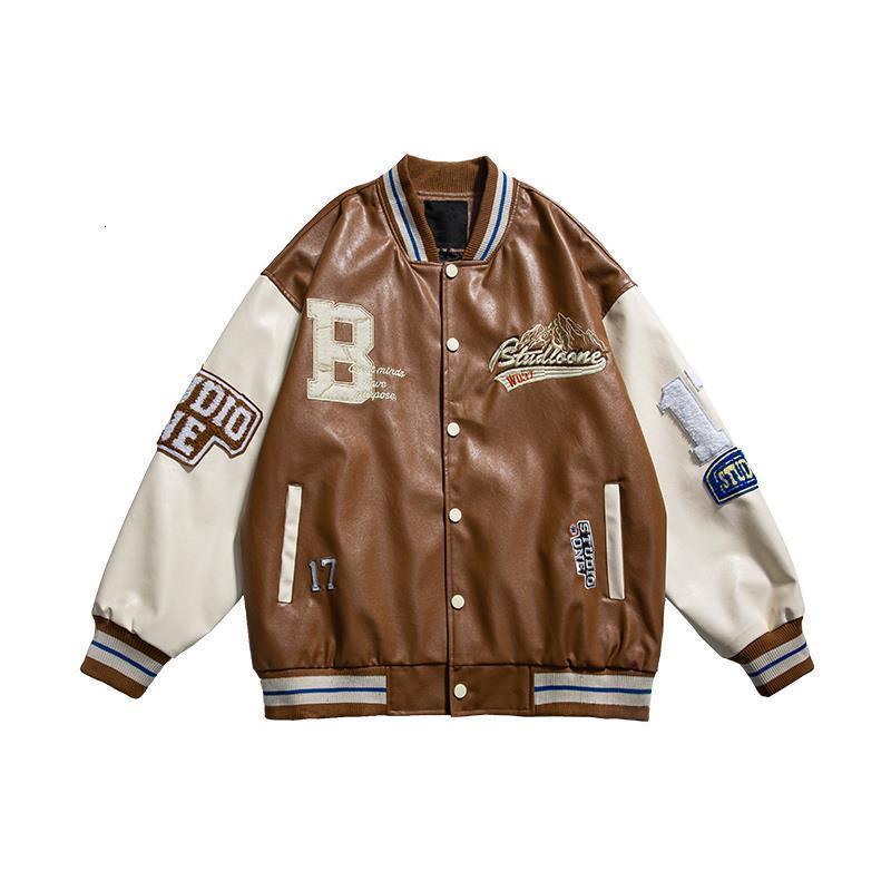 Mens Jackets American 90s Retro Leather Bomber Jacket Men Autumn Casual Trend Motorcycle Korean Baseball Uniform 230818