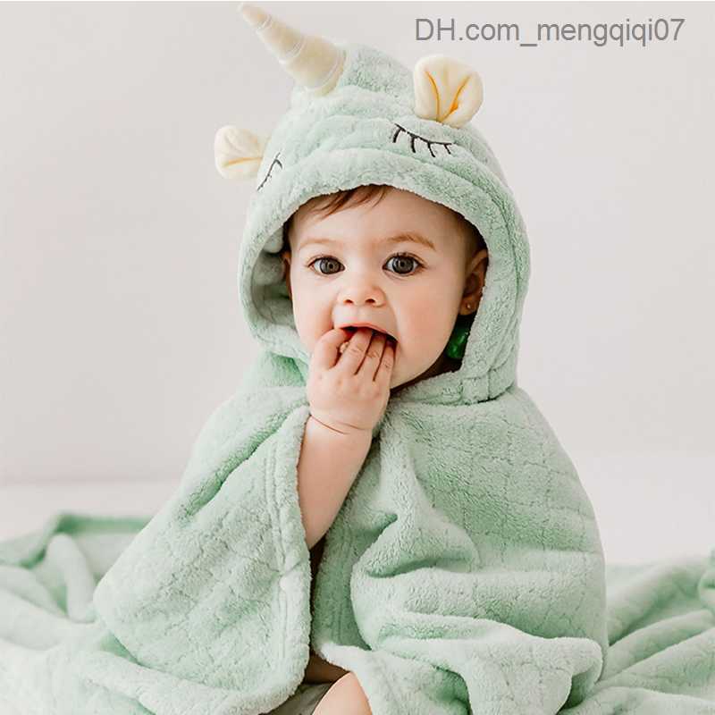 Towels Robes EMXEE coral velvet baby bath towel soft and warm sleeping baby bath towel suitable for girls boys cute young children and baby products Z