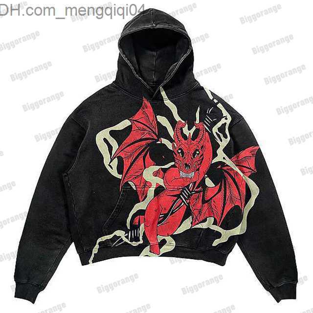 Men's Hoodies Sweatshirts 2022 New Y2K Harajuku Street Black Trend American Vintage Personalized Print Skull Loose Hooded Sweater Automatic Coupl