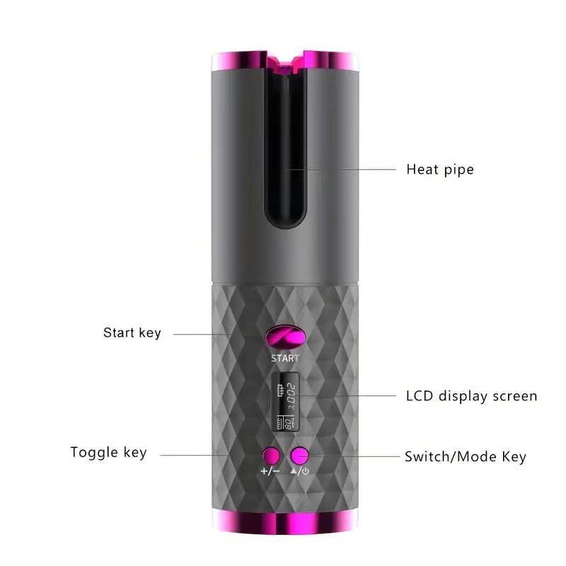 USB Cordless Hair Curler - Portable Rotating Wand for Smooth and Stylish Hair
