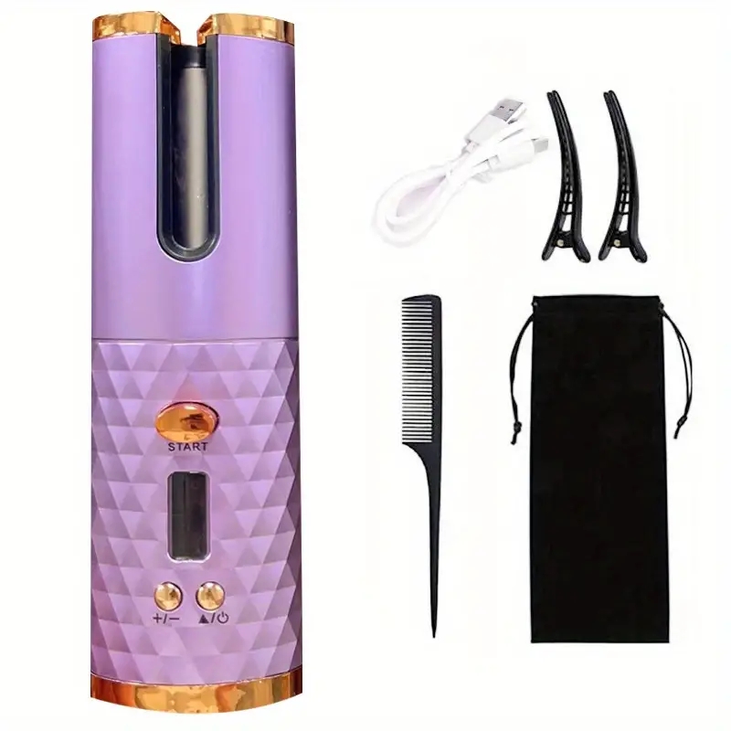 USB Cordless Hair Curler - Fast Heating, Portable, and Rotating Wand for Stylish Hair