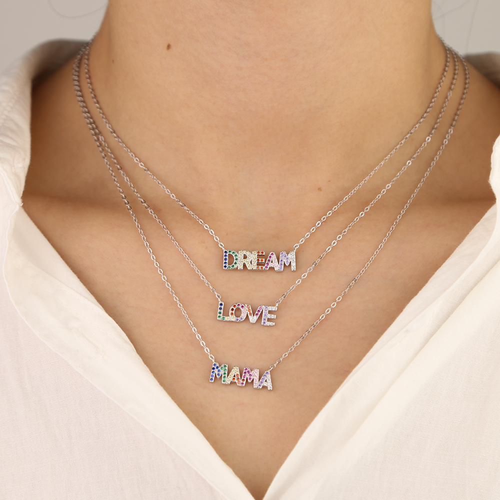 New designer love letter pendant charm Choker Necklace Hip Hop women lady Paved 5A Cubic Zirconia Wedding Anniversary Gift BFF Jewelry