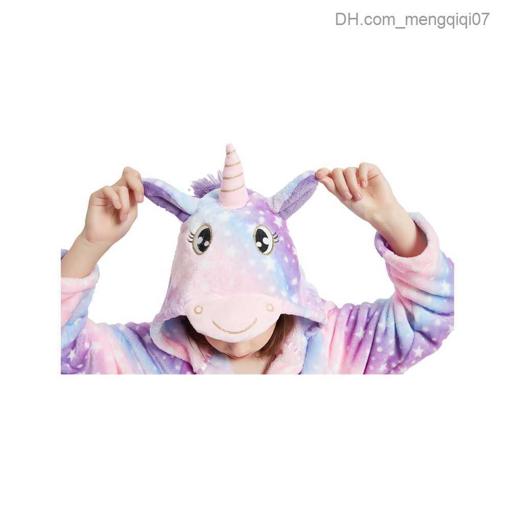 Towels Robes Preschool girls' pajamas Unicorn children's pajamas Winter children's clothing Bathroom flannel baby girls' hooded ca