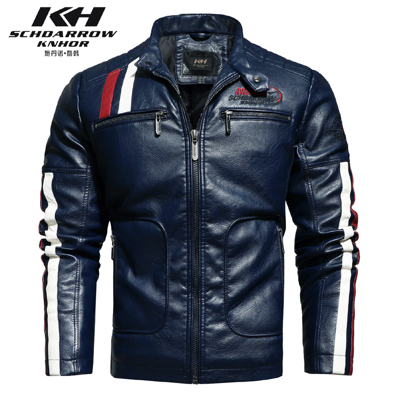 Men's Jackets Winter Men's Leather Trench Coat Jacket Lining plus Cotton Warm Stitching Slim Leather Men Wind-Resistant Pu Jacket 230816
