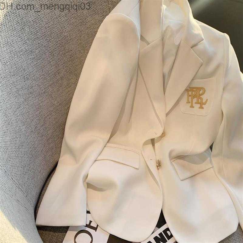 Women's Jackets Womens Suits Blazers Letter Embroidery Suit Jacket White For Women Long Sleeve Oversized Coat Loose Blazer Office Ladies Black To