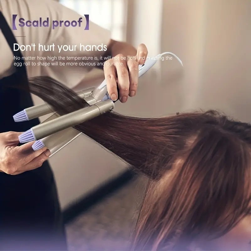 Electric Curling Iron - Three-Stick Hair Curler for Smooth and Shiny Hair - Household Egg Roll Stick - Hair Styling Tool for Salon-Quality Results