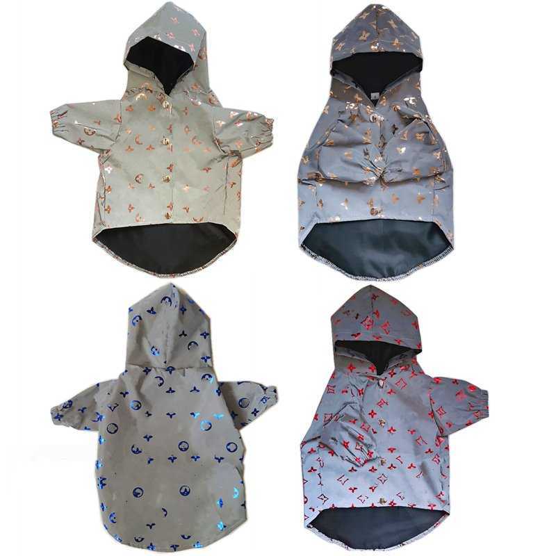 Brand Designer Dog Clothes Dog Apparel Classic Lettering Pattern Pets Windbreaker Reflective Flashing Pet Jacket Waterproof Windproof Raincoat For Small Dogs HG