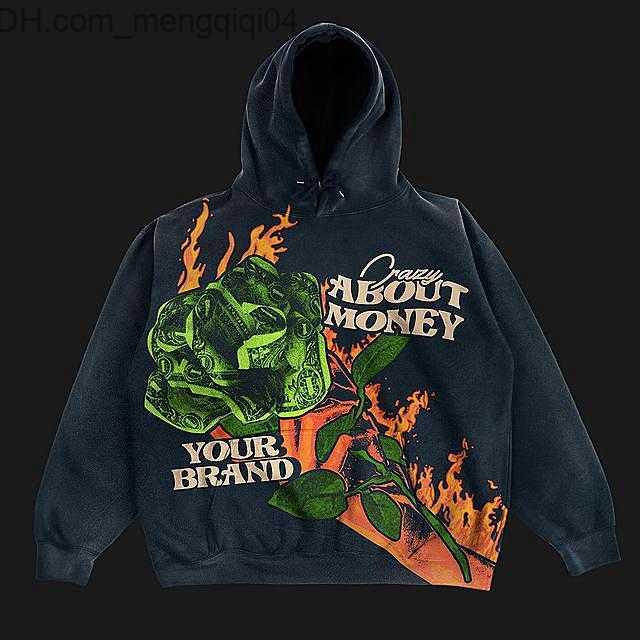 Men's Hoodies Sweatshirts Loose fitting retro street clothing super Dalian hoodie pattern casual men's new Y2K Gothic punk round neck Pullov