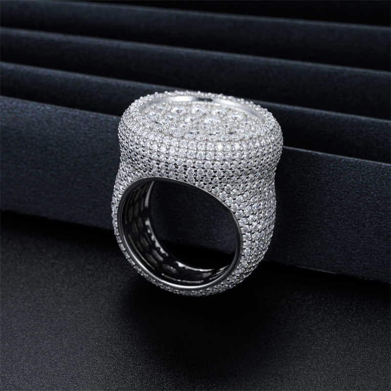 Hip Hop Ring 925 Silver Set D Color VVS Mosan Diamond Ring Men's and Women's Rings ins Fashion Trend Full Diamond