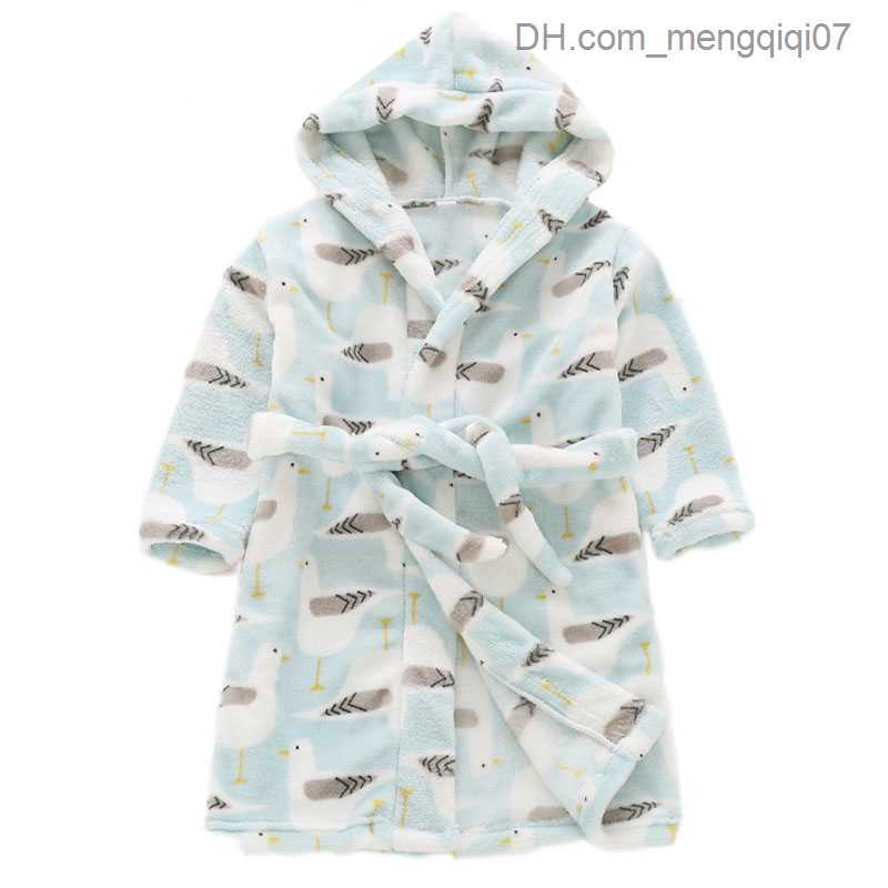 Towels Robes Baby Boys and Girls Bathroom Cartoon Hooded Children's Pajamas Autumn Warm Casual Children's Pajamas Long Sleeve Children'