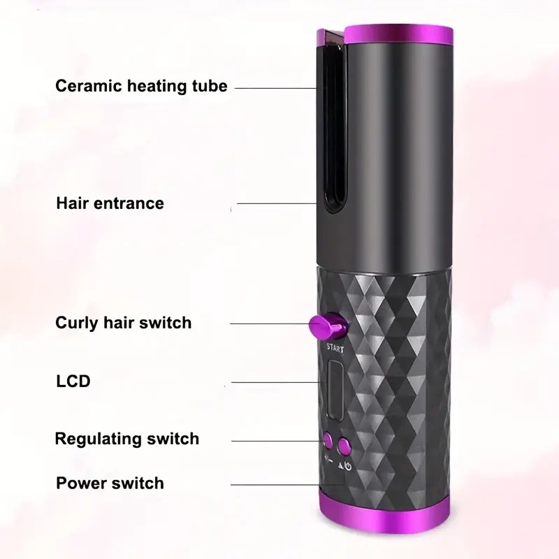 USB Cordless Hair Curler - Fast Heating, Portable, and Rotating Wand for Stylish Hair