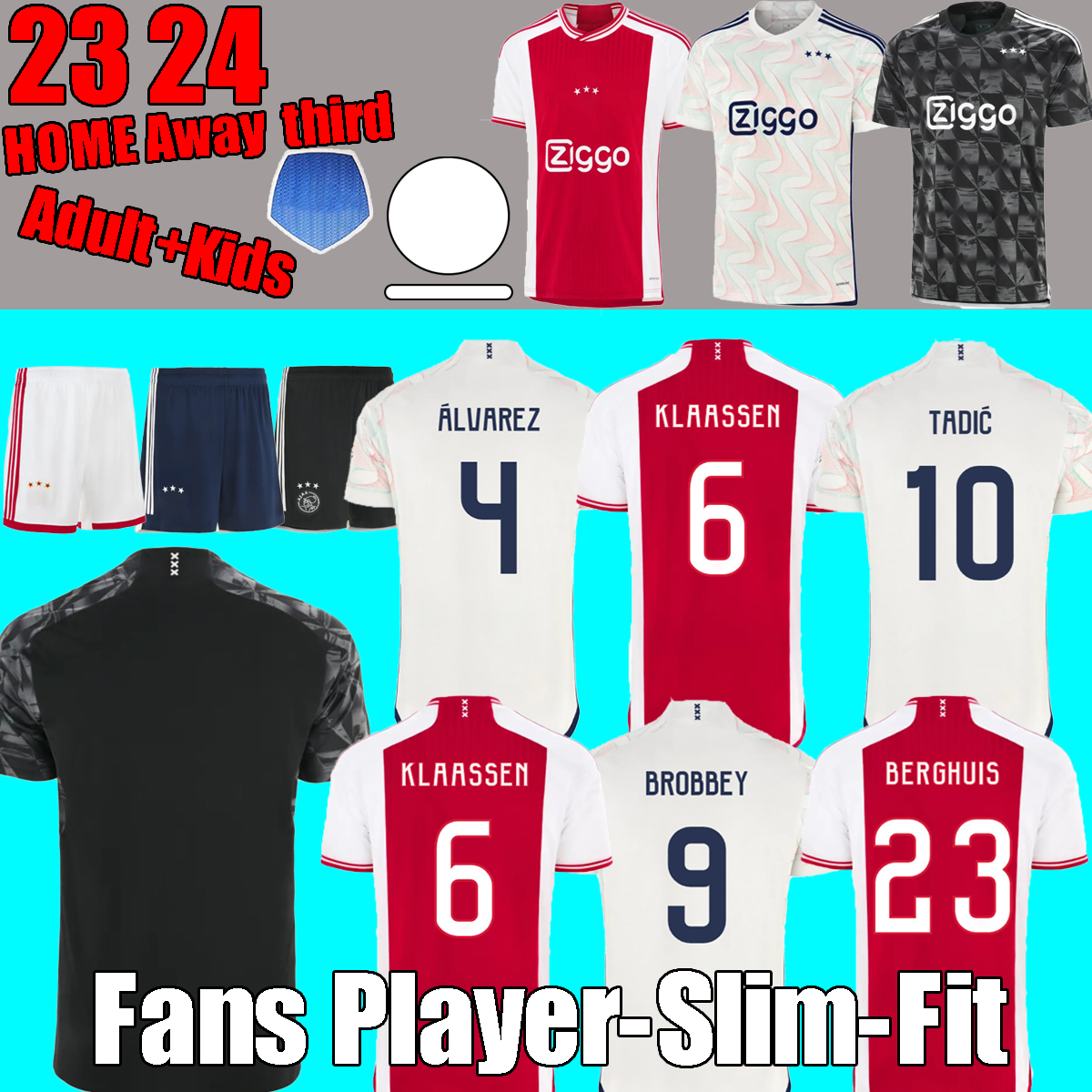 TADIC 23 24 new Soccer Jerseys BASSEY BERGHUIS Home away Third black Kit KLAASSEN BERGWIJN MARLEY 2023 football shirts men kids uniforms CRUYFF