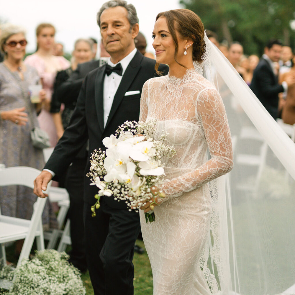 Elegant Full Lace Mermaid Wedding Dresses High Neck Long Sleeve Outdoor Bridal Gown Open Back Trumpet Country robe de mariee