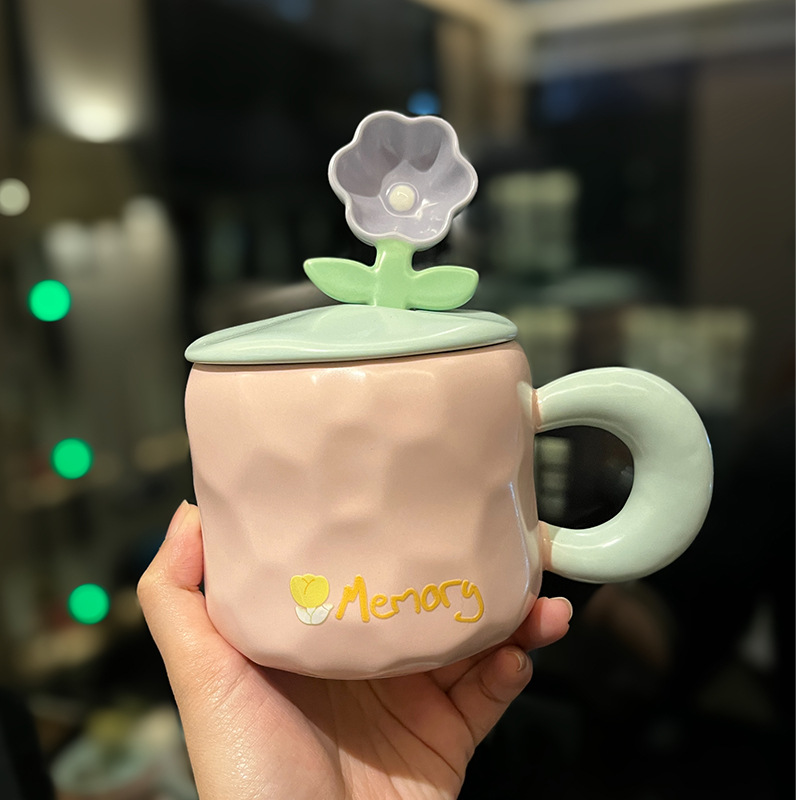 The latest 15.2oz flower ceramic coffee mug Cup, many style choices, support customization of any logo