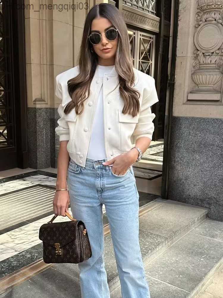 Women's Jackets Women s Jackets SLTNX TRAF Fashion Women Bomber 2023 Spring Antumn Female Long Sleeve Coats Ladies Big Pockets Outerwear 230410 Z