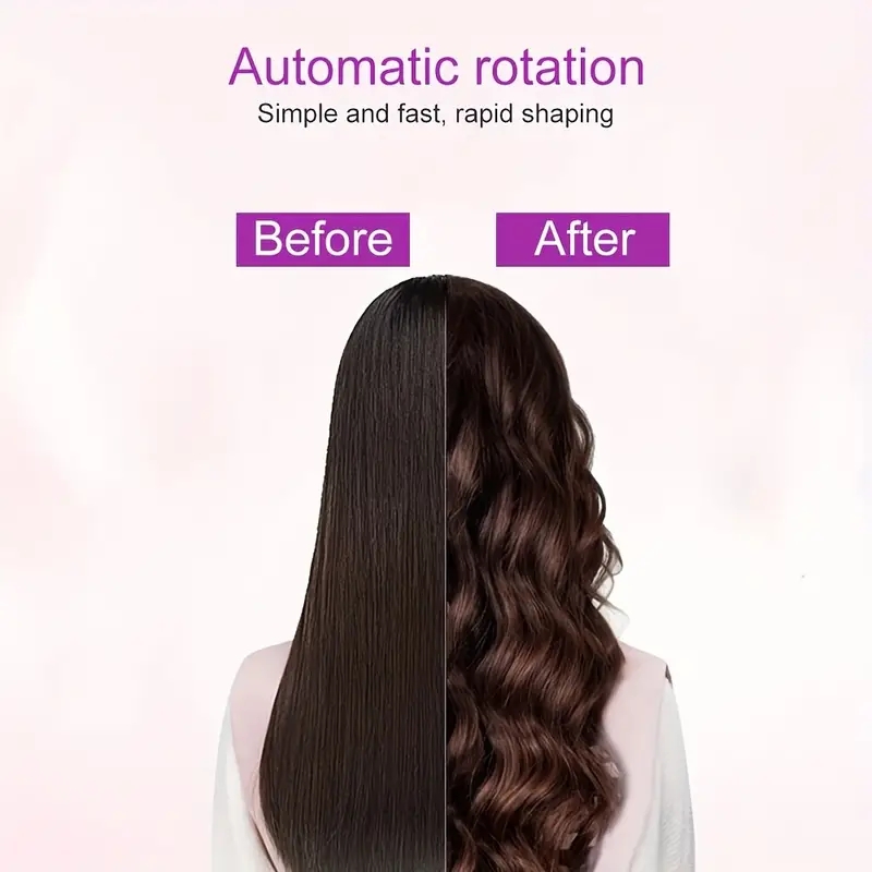 Rechargeable Ceramic Hair Curler - Wireless Auto Rotary Hair Curler for Women - Portable and Easy to Use