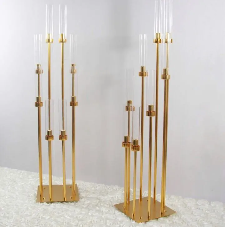 Wedding Backdrop stick 12 heads candelabra wedding aisle decor Gold Tall event table centerpieces for wedding standsZZ