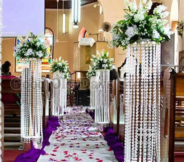 Wholesale wedding aisle crystal pillars Wedding walkway stand Centerpiece for Party Christmas wedding decor 120cm TallZZ