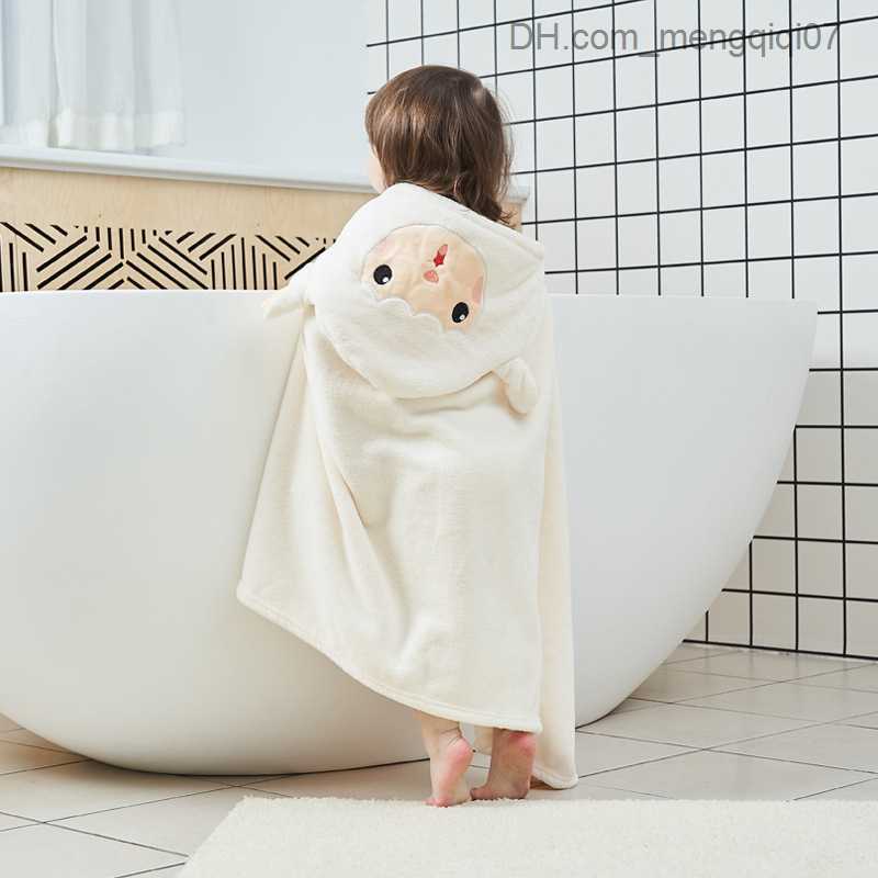 Towels Robes Baby shower cap towel Wearing coral velvet cartoon soft liposuction baby quick drying swimsuit bath towel Z230819