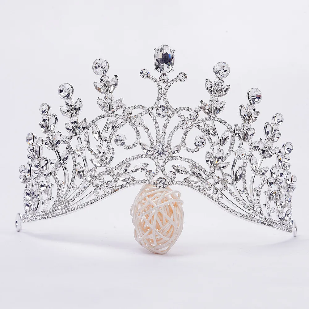 Baroque peacock big crown highgrade retro Bridal Headpieces blue diamond wedding dressZZ