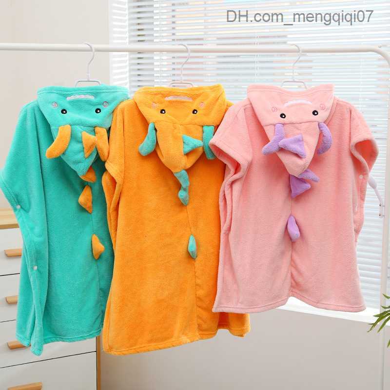 Towels Robes Children's bath towel hooded towel Dinosaur cute soft absorbent baby bath towel hooded cape bath towel 60x120cm Z230819