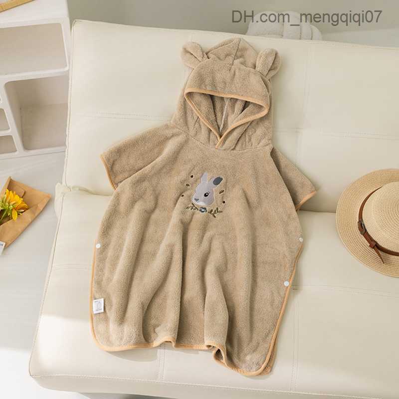 Towels Robes Cartoon baby bath towel coral velvet cotton hooded beach towel newborn corner towel soft raincoat children's bathroom towel baby sup