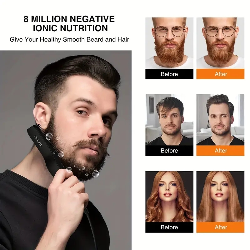 Ionic Hair Beard Straightener Comb Anti-Scald Ceramic Heated Beard Brush Portable Beard Straightening Comb With 6 Adjustable Temperature Setting