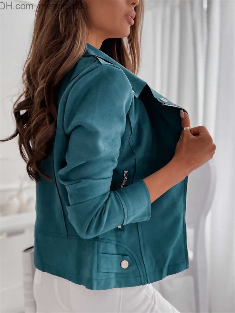Women's Jackets Autumn Winter Long Sleeve Cowboy Wind Handsome Jacket Women Vintage Brown Color Slim Boyfriend Style Suede Jacket Coat Z230819