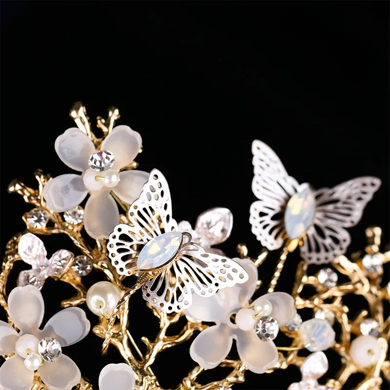New Butterflies Flower Bride Headpieces Crystal Crown Gold Baroque Tiaras Wedding Accessories Jewelry Birthday Alloy Bridal ZZ