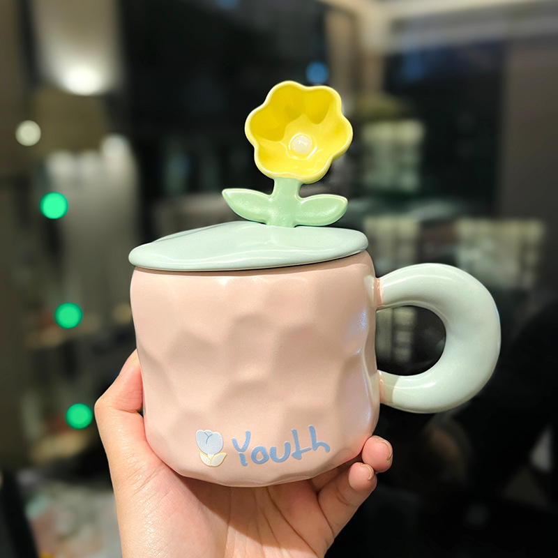 The latest 15.2oz flower ceramic coffee mug Cup, many style choices, support customization of any logo