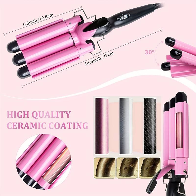 Curling Iron Temperature Adjustable Ceramic Big Waves Adjustable 25mm Hair Waver Curling Iron For Long Or Short Hair Heat Up Quickly Last Long Waver I