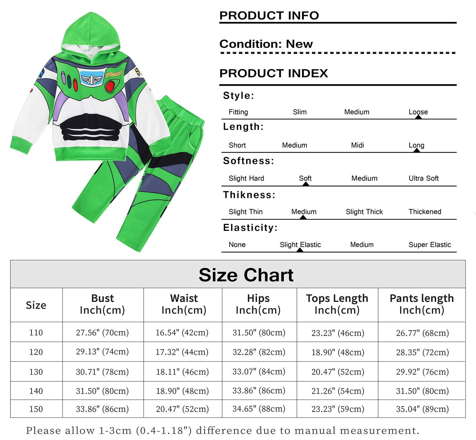 Clothing Sets Jurebecia Boys Dress Up Costumes Buzz Lightyear Costume Hooded PulloverTrousers For Kids Halloween Christmas Outfit 230818