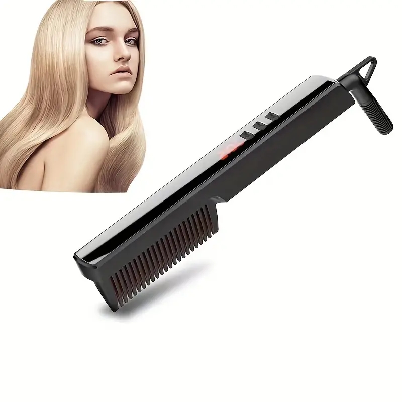 Upgrade Your Hair Styling Game with this Professional Electric Hot Comb - Adjustable Temperature!