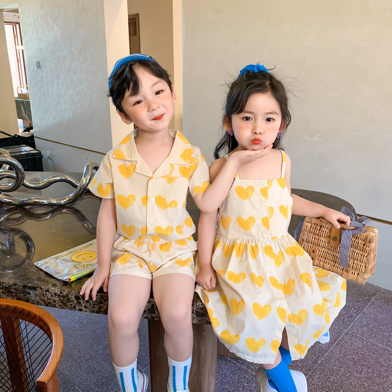 Summer Kids Clothing Set Suspender Dress Shorts for Boys Girls S2548