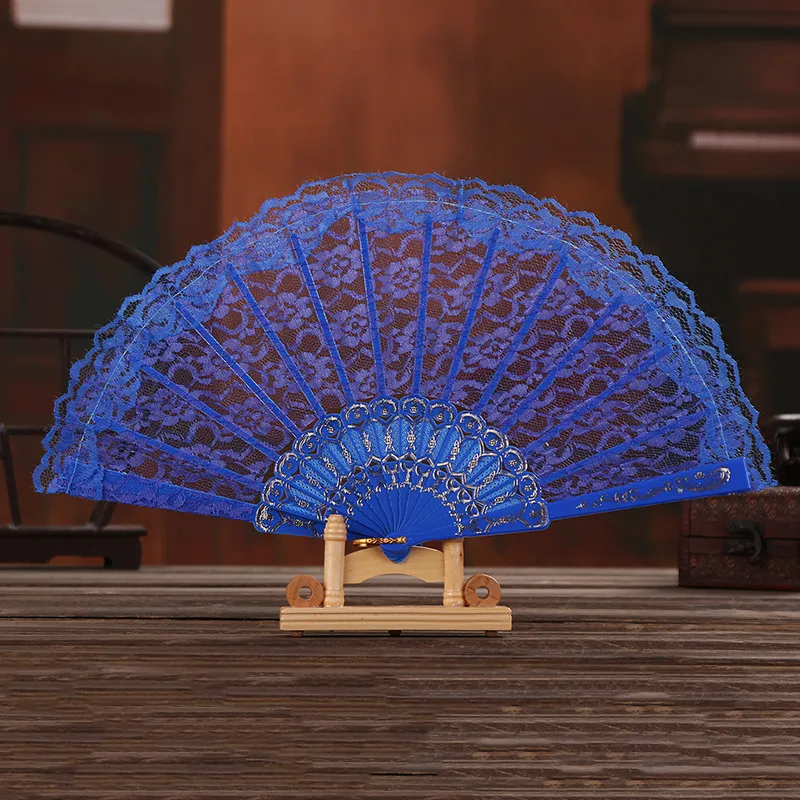 Handmade Cotton Lace Hand Held Fan Party Bridal plastic Frame Cosplay Wedding Props Fashion Fan TulleZZ