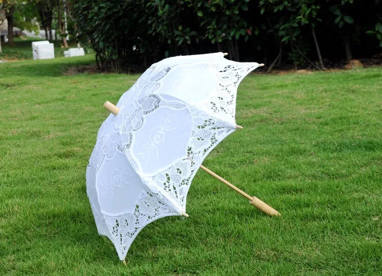 Antique Cotton parasol lace umbrella wedding bride bridesmaid photo props 12pcs lot in bulkZZ