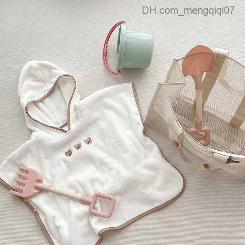 Towels Robes Korean style baby bath towel hooded poncho soft absorbent microfiber beach towel children's cape newborn bath towel swaddle blanket 