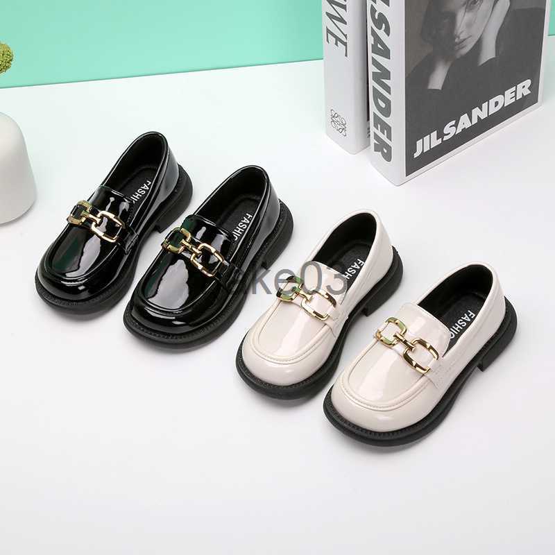 Sneakers Girls Leather Shoes for Kids Shoes School Party Wedding Black Loafers Slipon Children Flats Shoes Fashion British Style J230818